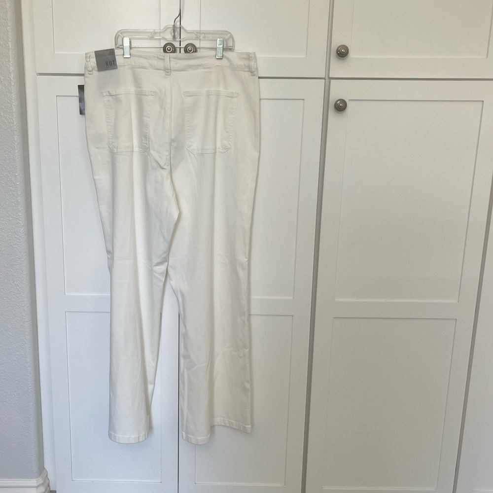 KUT From The KLOTH Jeans Meg Wide Leg White Twill Stretch Pants Plus Size 12 NWT - Picture 8 of 8